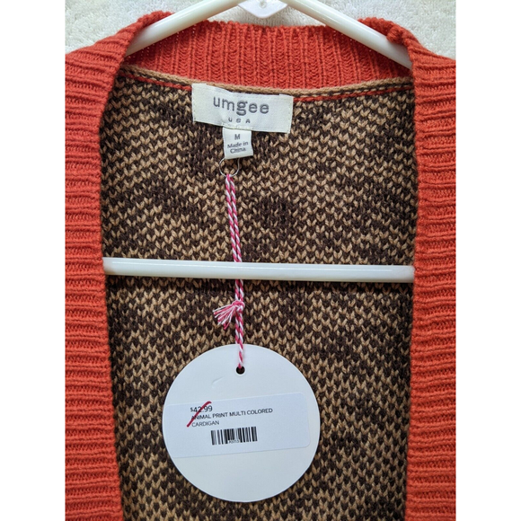NWT Umgee Oversized Animal Print Open Front Cardigan Long Sleeve Top Medium - Picture 2 of 7